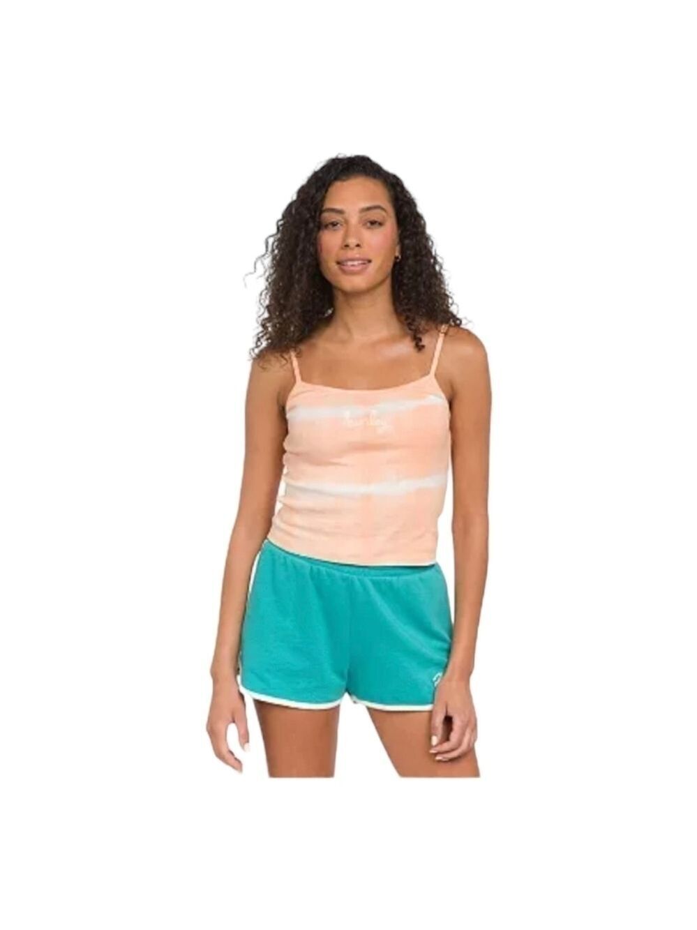 NEW Hurley peach and white tye dye cropped logo tank top, size S